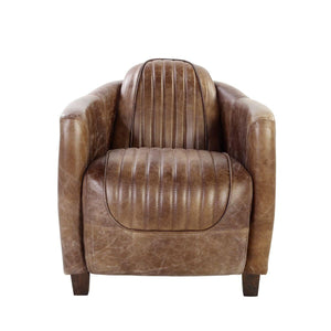 ACME - Brancaster - Chair - Retro Brown Top Grain Leather & Aluminum - 5th Avenue Furniture