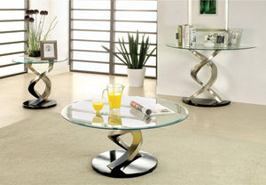 Furniture of America - Nova - End Table - Satin Plated / Black - 5th Avenue Furniture