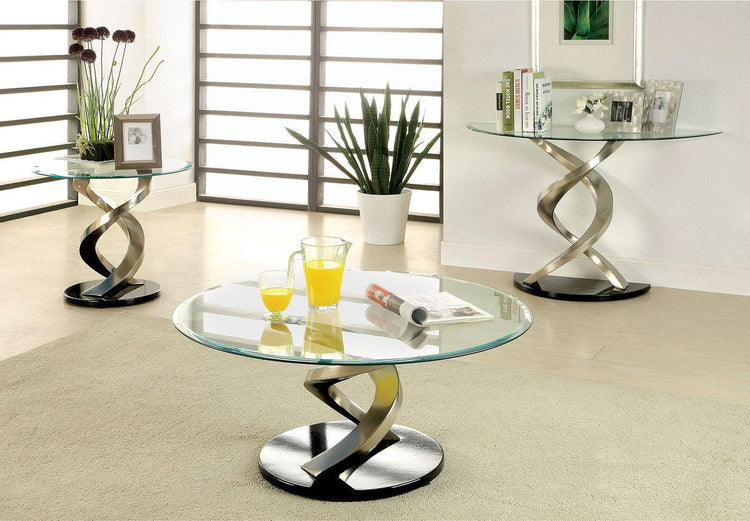Furniture of America - Nova - Coffee Table - Satin Plated / Black - 5th Avenue Furniture