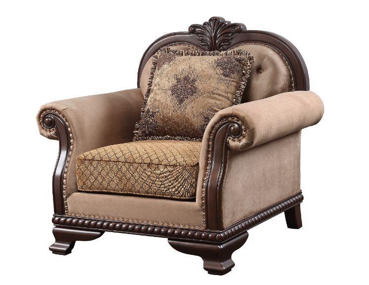 ACME - Chateau De Ville - Chair - Fabric & Espresso Finish - 5th Avenue Furniture