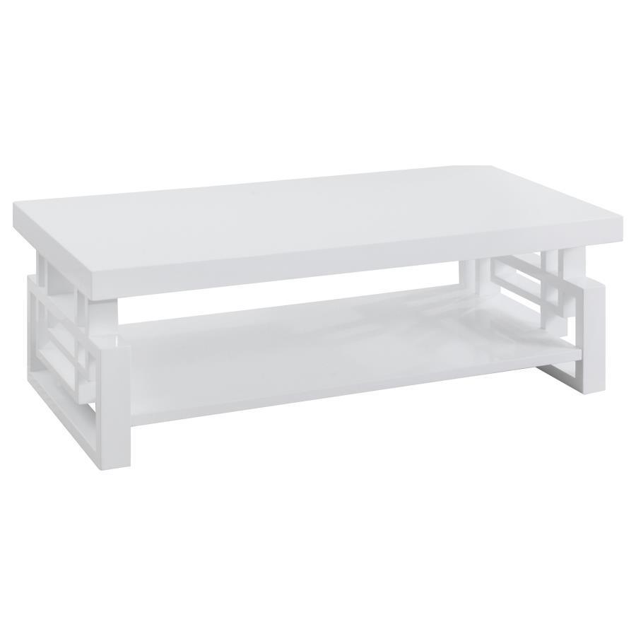 CoasterEssence - Schmitt - Rectangular Coffee Table - High Glossy White - 5th Avenue Furniture