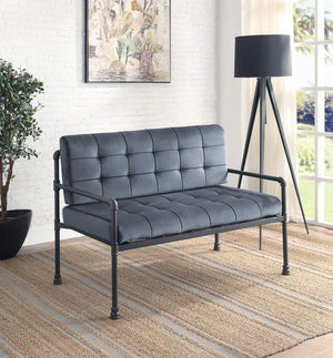 ACME - Brantley - Loveseat - Gray Velvet & Sandy Gray Finish - 5th Avenue Furniture