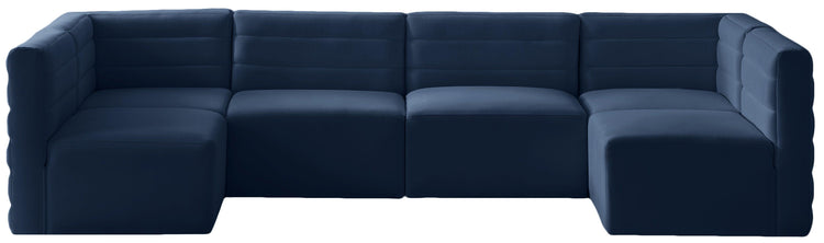 Meridian Furniture - Quincy - Modular Sectional 6 Piece - Navy - Fabric - 5th Avenue Furniture