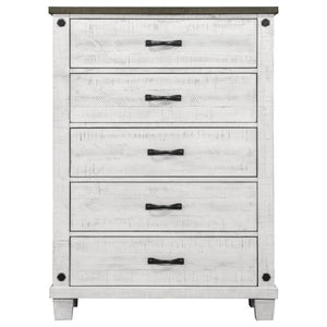 Coaster Fine Furniture - Lilith - 5-Drawer Chest Distressed - Distressed Gray And White - 5th Avenue Furniture