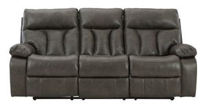 Signature Design by Ashley® - Willamen - Quarry - Rec Sofa W/Drop Down Table - 5th Avenue Furniture