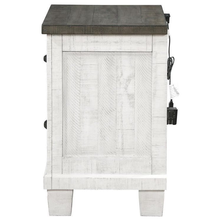 Coaster Fine Furniture - Lilith - 2-Drawer Nightstand - Distressed Gray And White - 5th Avenue Furniture