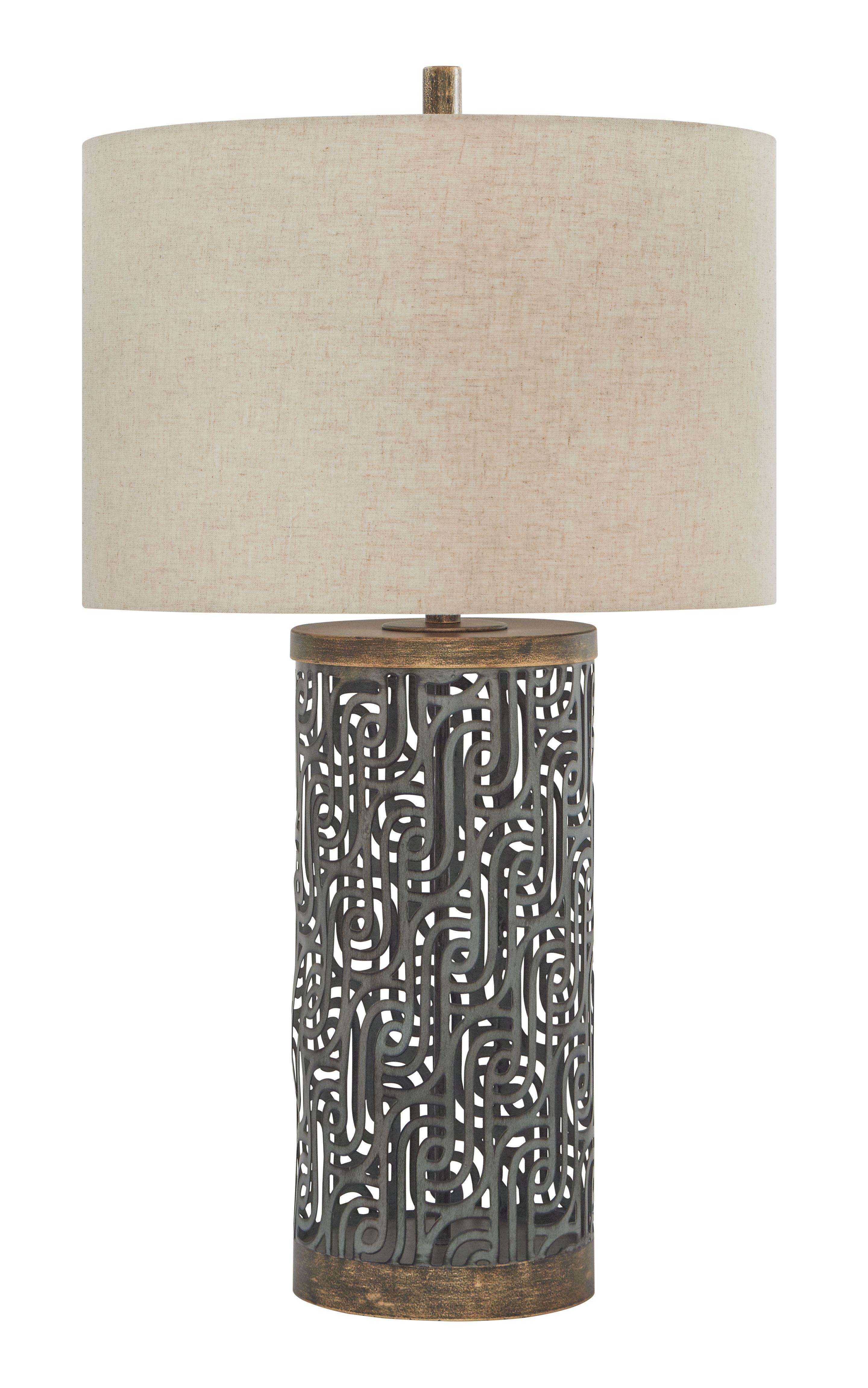 Ashley Furniture - Dayo - Gray / Gold Finish - Metal Table Lamp - 5th Avenue Furniture