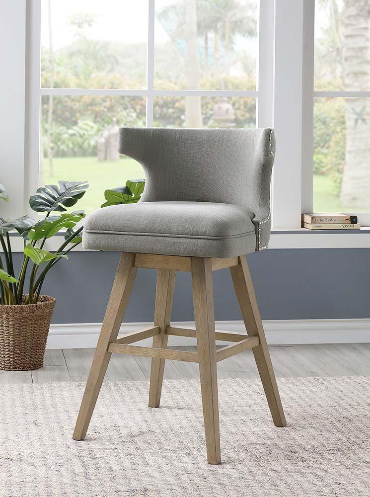 ACME - Everett - Bar Chair (Set of 2) - Fabric & Oak - 5th Avenue Furniture