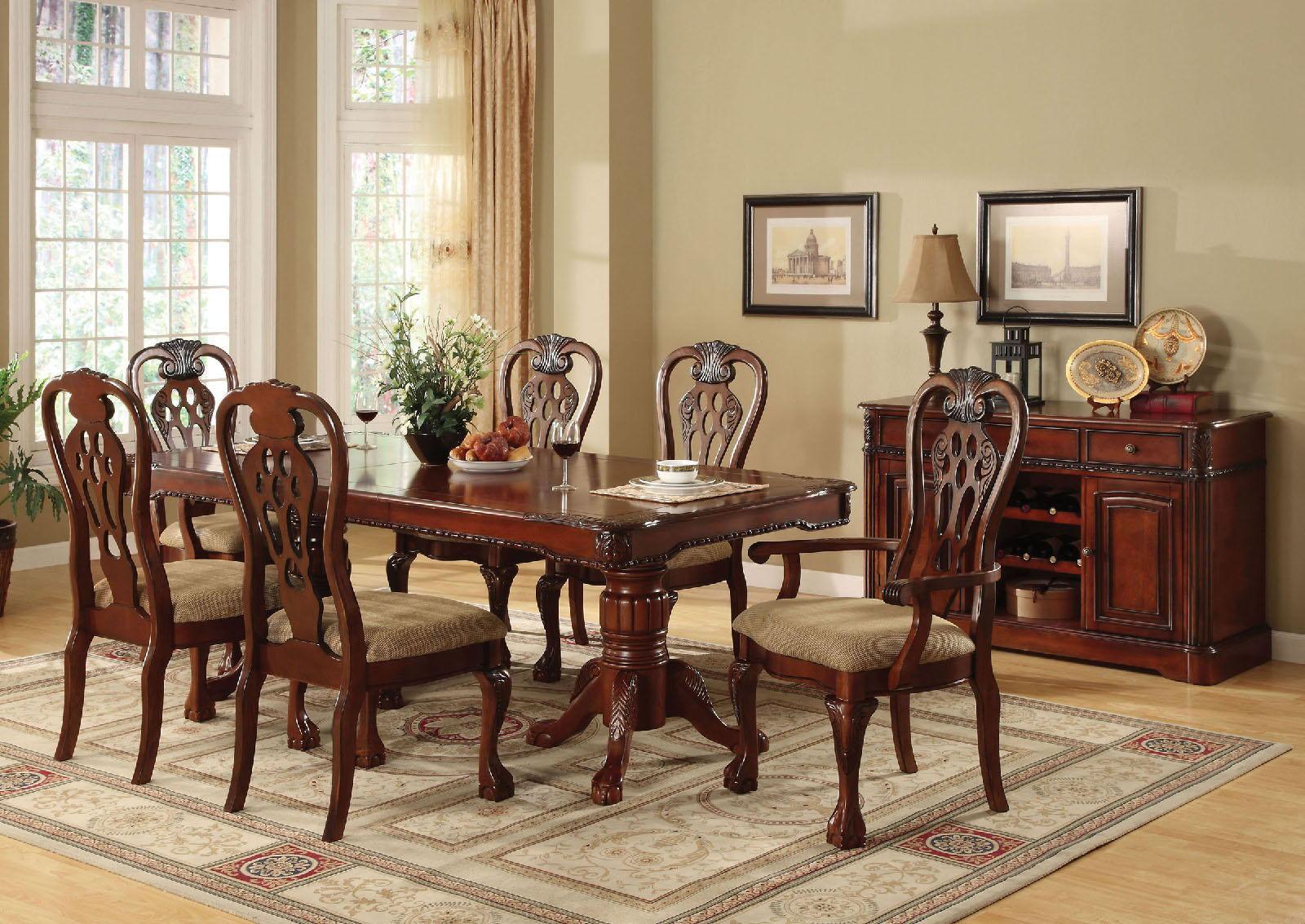 Furniture of America - George Town - Dining Table With Double Pedestals - Cherry - 5th Avenue Furniture