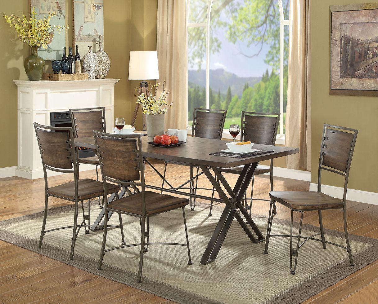 ACME - Jodoc - Dining Table - Walnut & Gunmetal - 5th Avenue Furniture