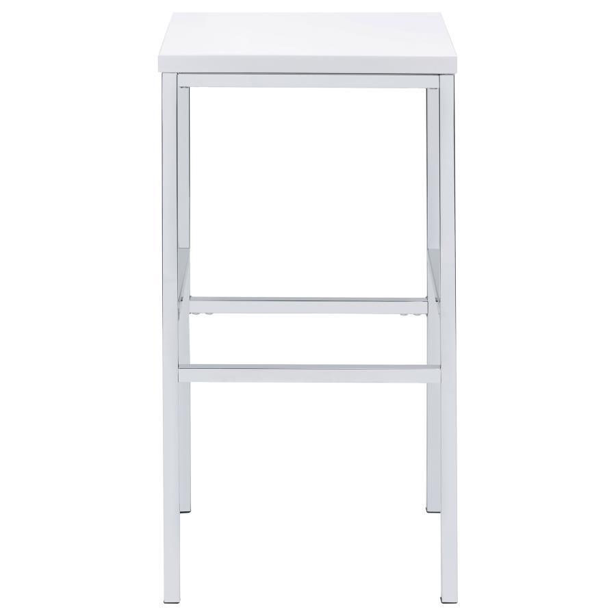 CoasterEveryday - Natividad - 5 Piece Bar Set - White High Gloss And Chrome - 5th Avenue Furniture