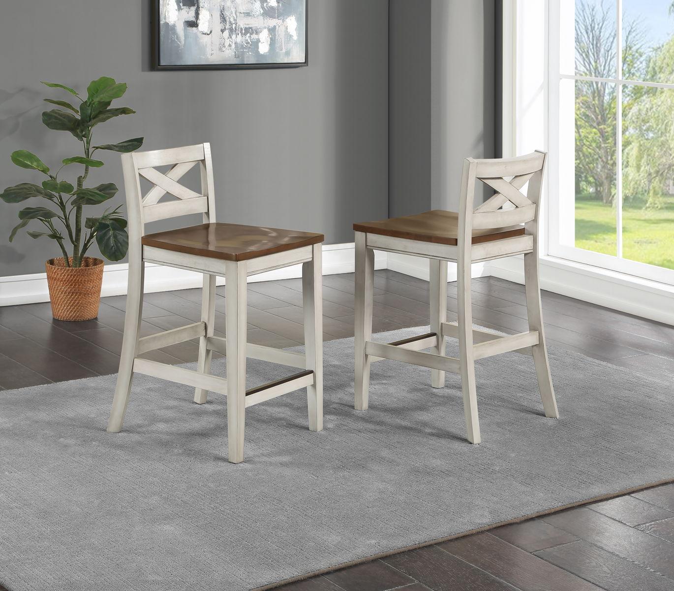 Steve Silver Furniture - Lindale - 5 Piece Counter Dining Set - White - 5th Avenue Furniture