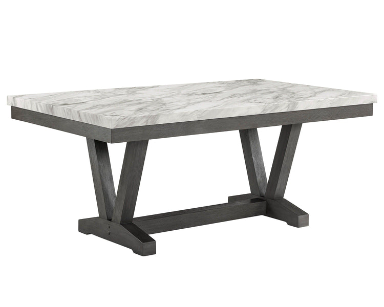 Crown Mark - Vance - Faux Marble Dining Table - White - 5th Avenue Furniture