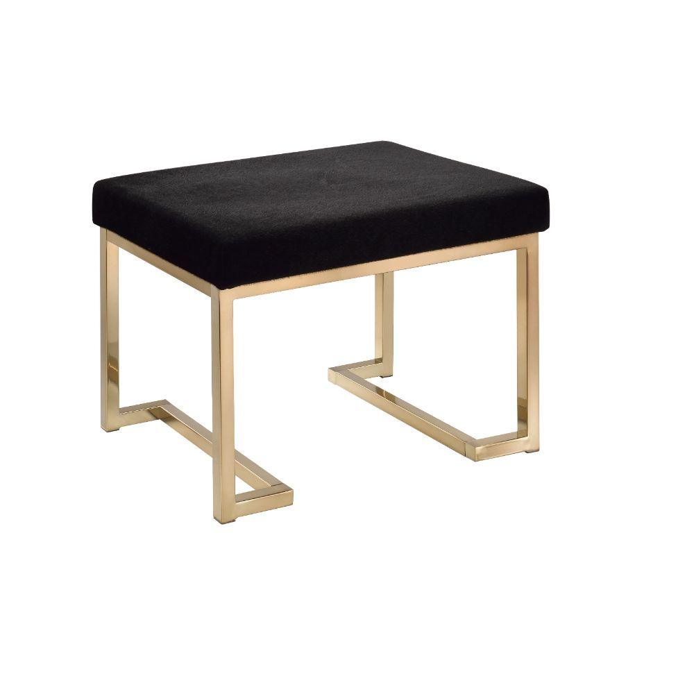 ACME - Boice - Ottoman - Black Fabric & Champagne - 5th Avenue Furniture