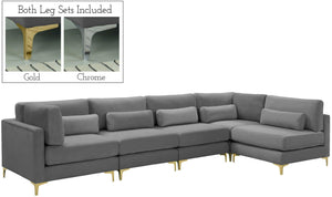 Meridian Furniture - Julia - Modular Sectional 5 Piece - Gray - 5th Avenue Furniture