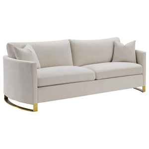 CoasterElevations - Corliss - Upholstered Arched Arms Sofa - Beige - 5th Avenue Furniture