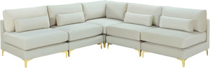 Meridian Furniture - Julia - Modular Sectional 5 Piece - Cream - Fabric - 5th Avenue Furniture