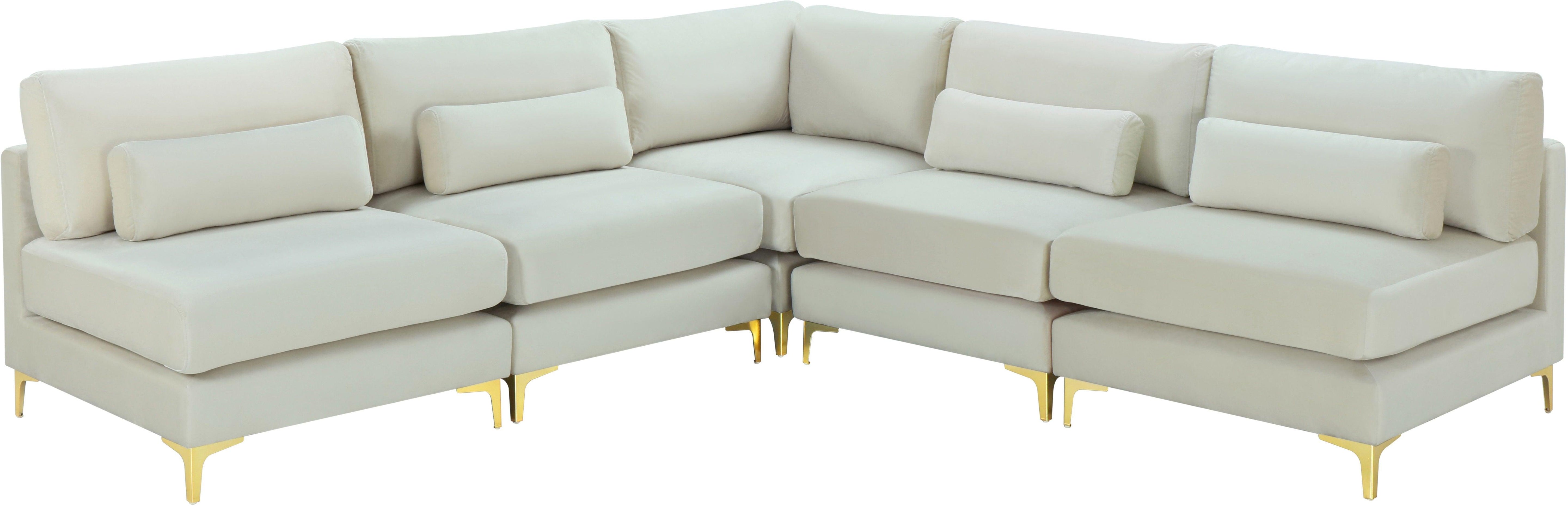 Meridian Furniture - Julia - Modular Sectional 5 Piece - Cream - Fabric - 5th Avenue Furniture