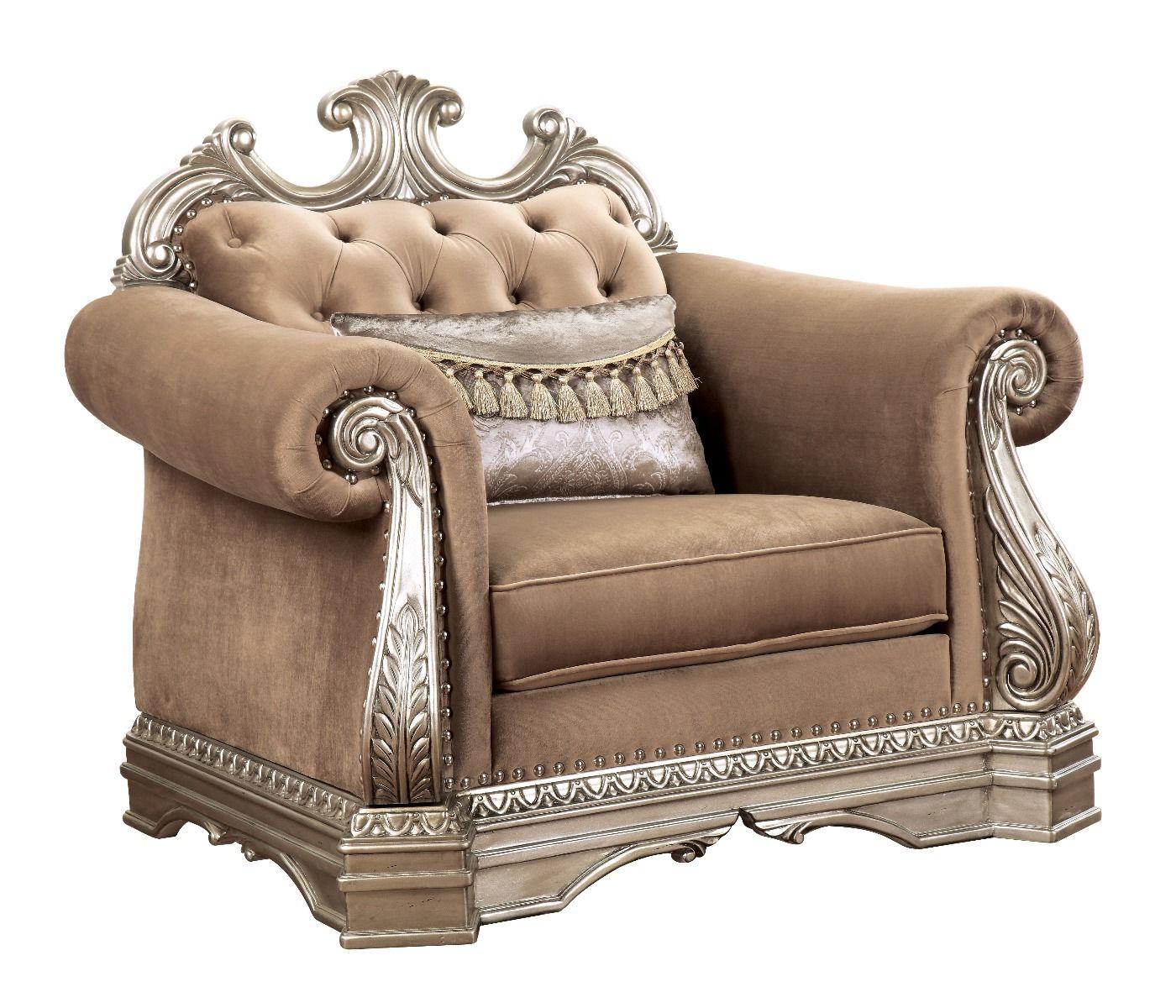 ACME - Northville - Chair - Velvet & Antique Silver - 5th Avenue Furniture