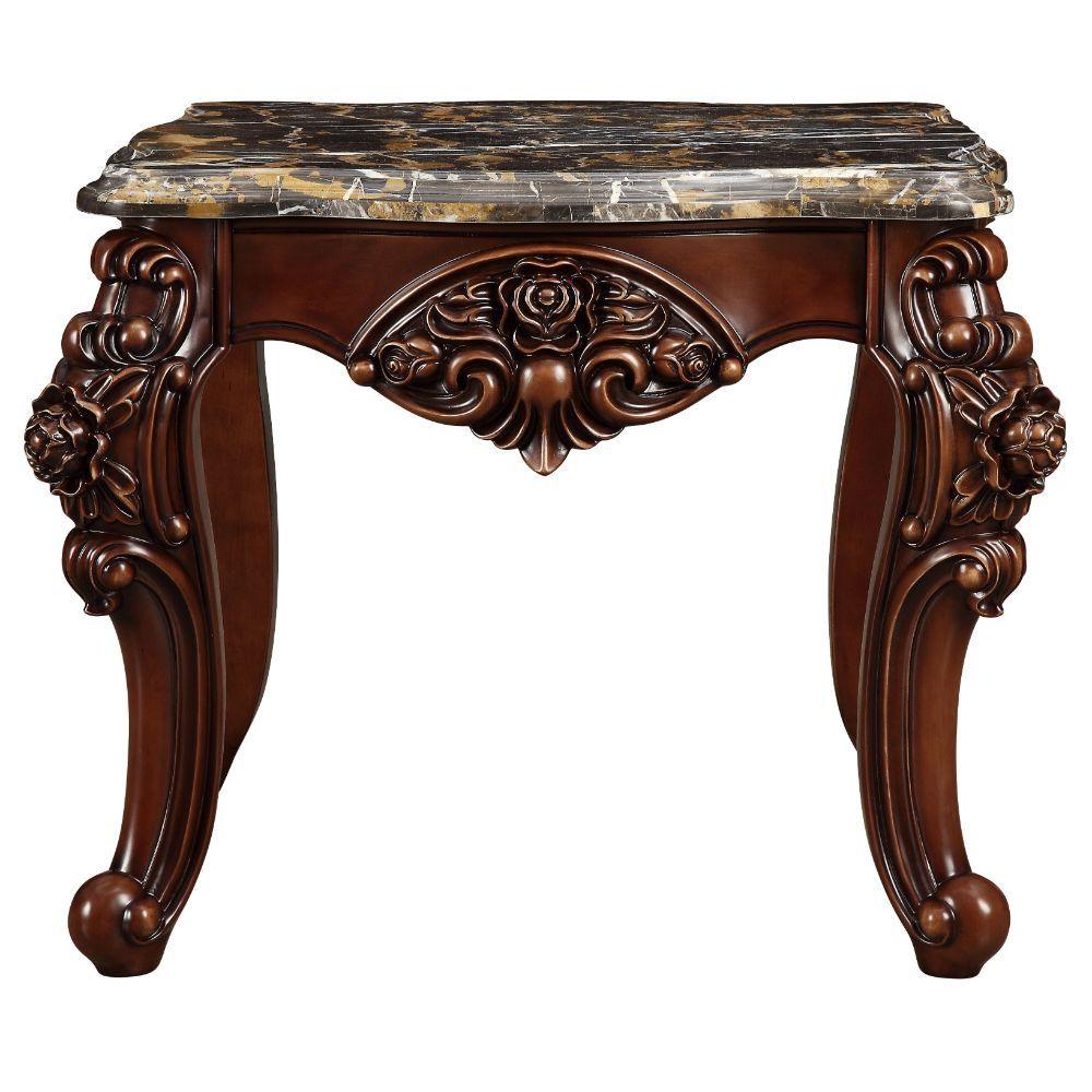 ACME - Forsythia - End Table - Marble & Walnut - 5th Avenue Furniture