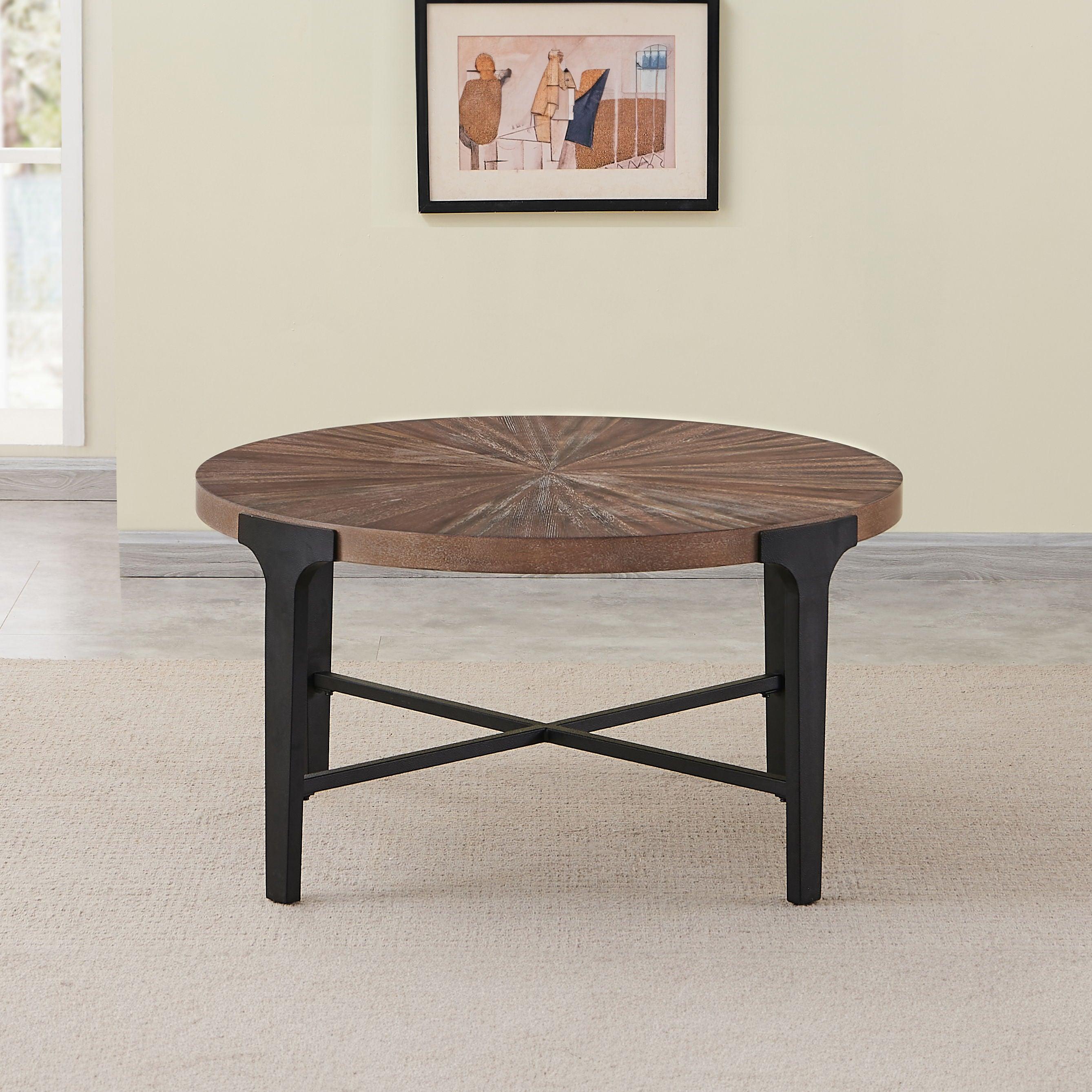 Steve Silver Furniture - Chevron - Round Cocktail Table - Brown - 5th Avenue Furniture