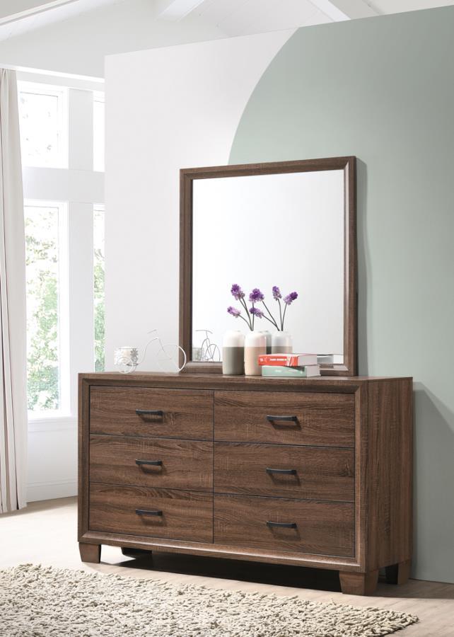 CoasterEveryday - Brandon - Framed Dresser Mirror - Medium WArm - Brown - 5th Avenue Furniture