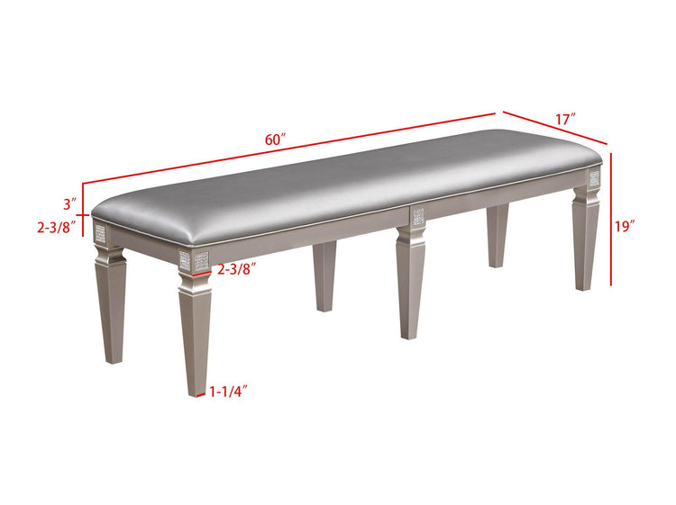 Crown Mark - Klina - Bench - Pearl Silver - 5th Avenue Furniture