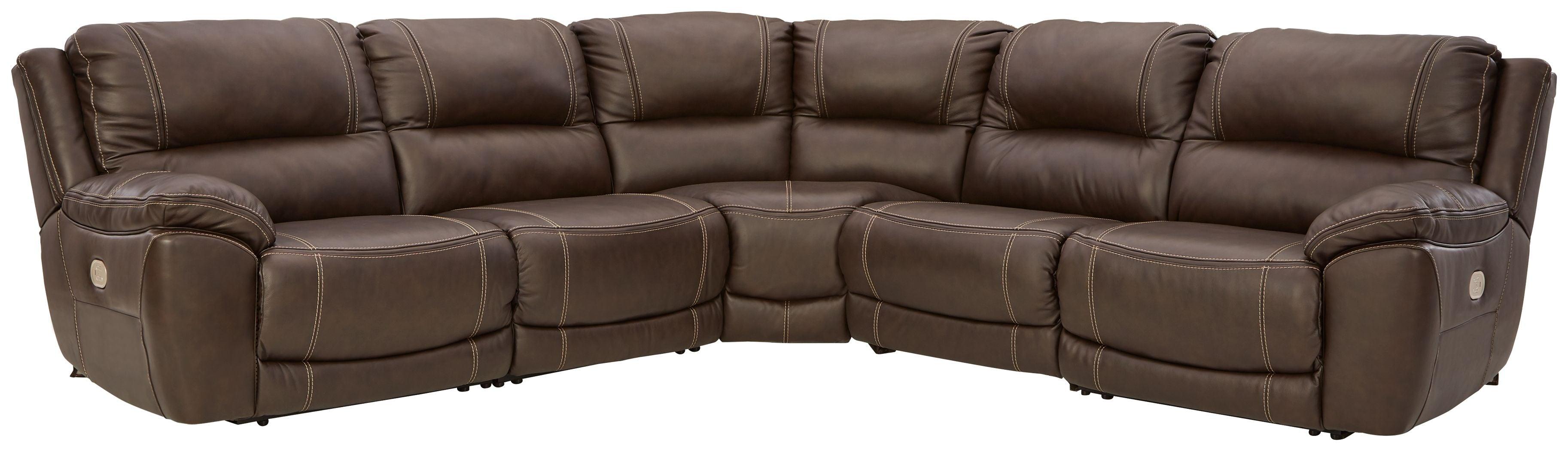 Signature Design by Ashley® - Dunleith - Chocolate - 5-Piece Power Reclining Sectional - 5th Avenue Furniture