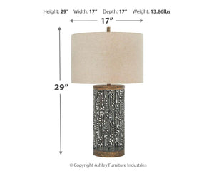 Ashley Furniture - Dayo - Gray / Gold Finish - Metal Table Lamp - 5th Avenue Furniture