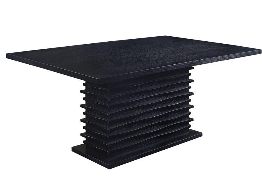 CoasterEssence - Stanton - Rectangle Pedestal Dining Table - Black - 5th Avenue Furniture