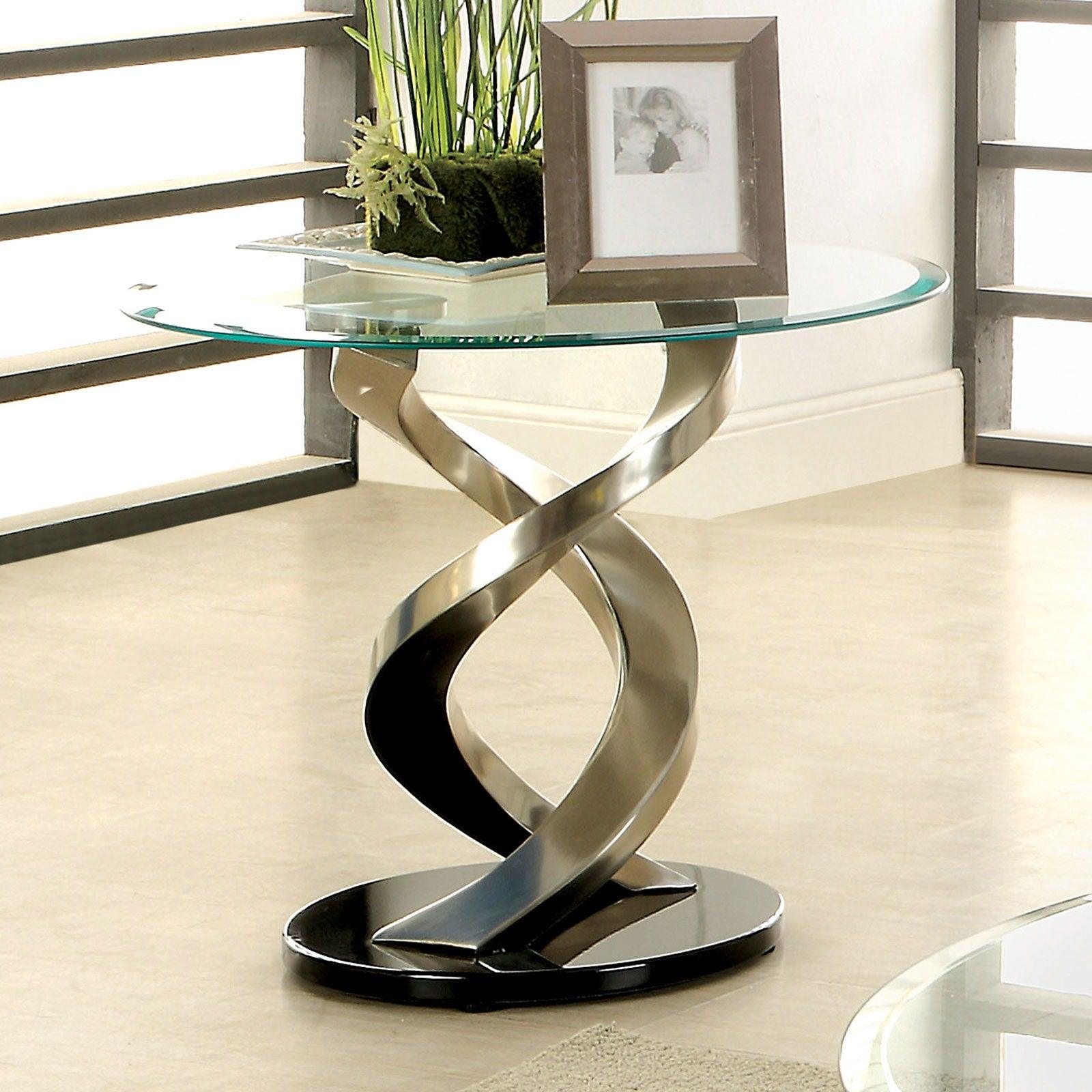 Furniture of America - Nova - End Table - Satin Plated / Black - 5th Avenue Furniture