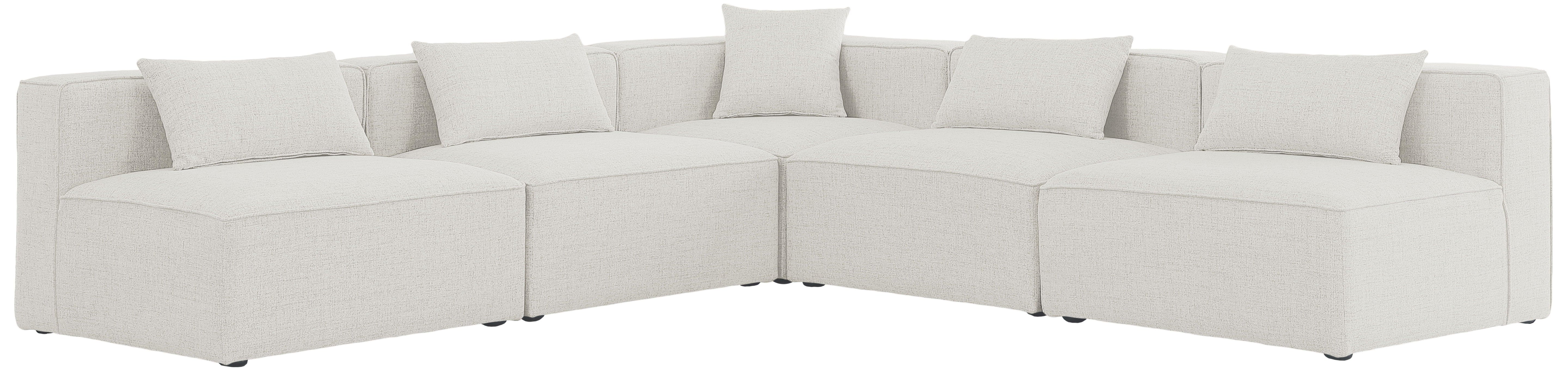 Meridian Furniture - Cube - Modular Sectional 5 Piece - Cream - Modern & Contemporary - 5th Avenue Furniture