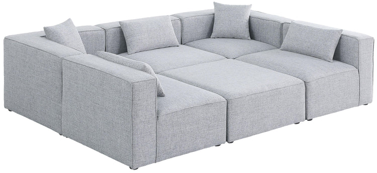 Meridian Furniture - Cube - Modular Sectional 6 Piece - Gray - Fabric - 5th Avenue Furniture