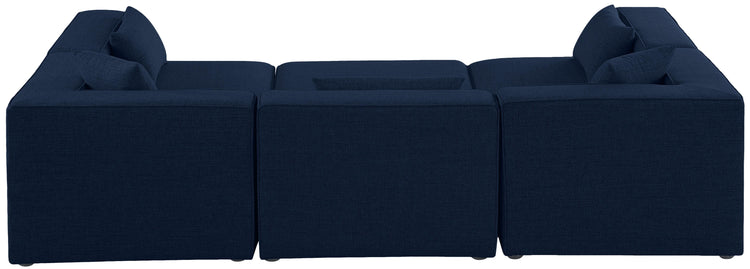 Meridian Furniture - Cube - Modular Sectional 6 Piece - Navy - Fabric - 5th Avenue Furniture