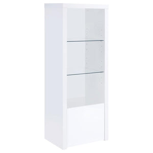 Coaster Fine Furniture - Jude - 3-Shelf Media Tower With Storage Cabinet - White High Gloss - 5th Avenue Furniture