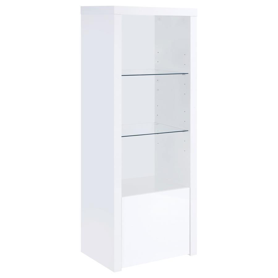 Coaster Fine Furniture - Jude - 3-Shelf Media Tower With Storage Cabinet - White High Gloss - 5th Avenue Furniture