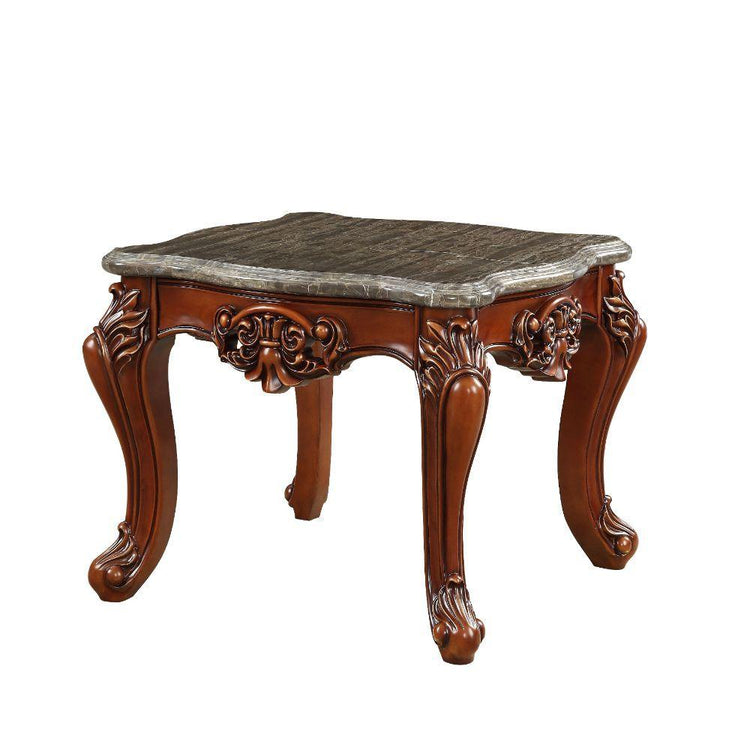 ACME - Eustoma - End Table - Marble & Walnut - 5th Avenue Furniture