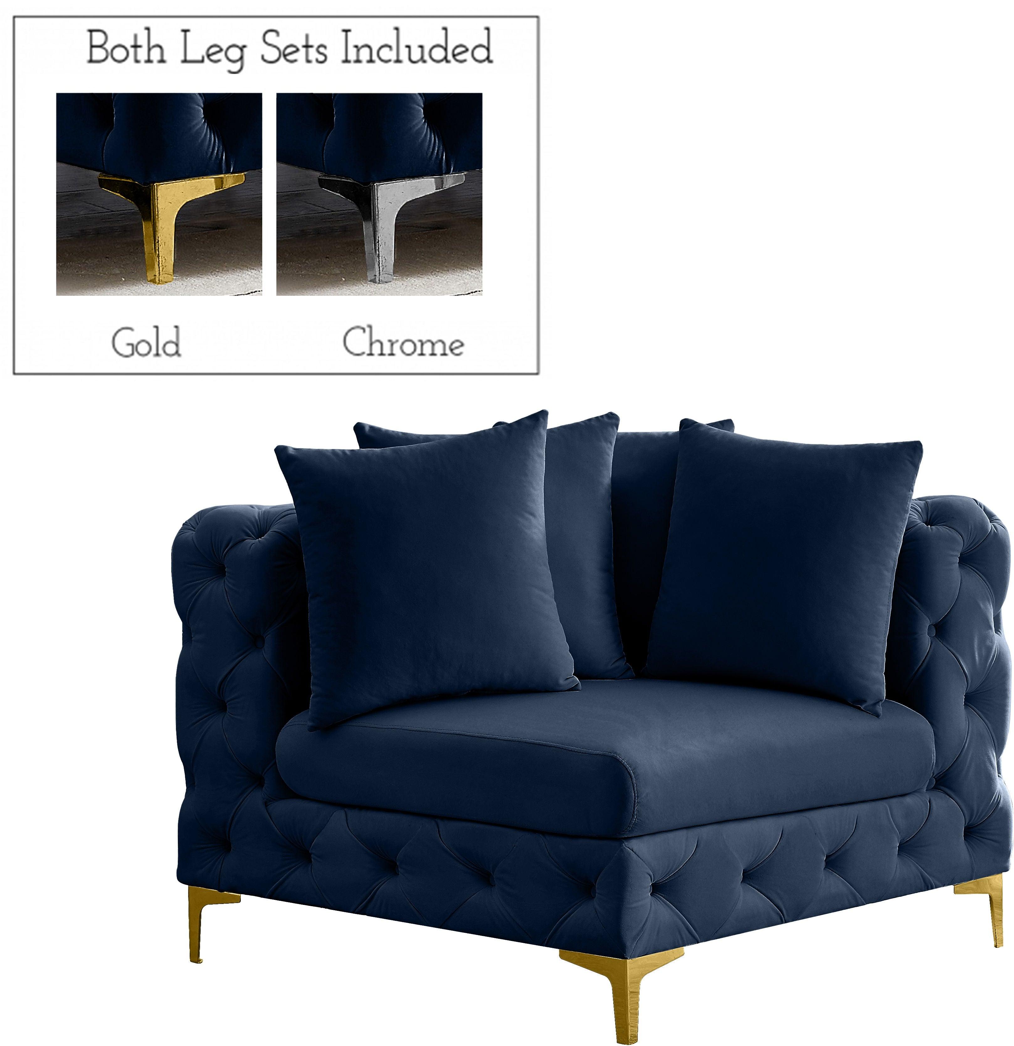 Meridian Furniture - Tremblay - Corner Chair - Navy - 5th Avenue Furniture