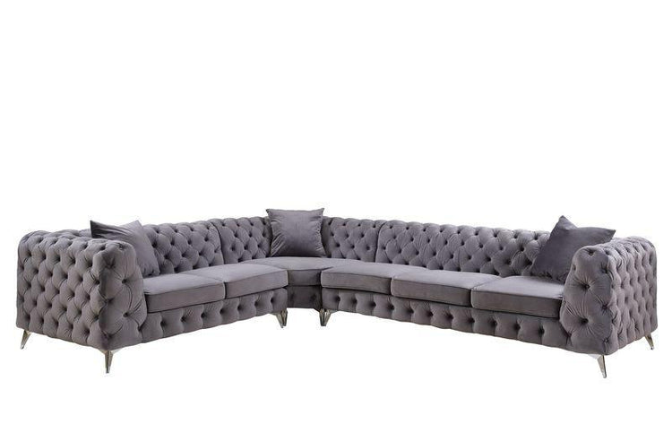ACME - Wugtyx - Sectional Sofa - Dark Grayvelvet - 29" - 5th Avenue Furniture