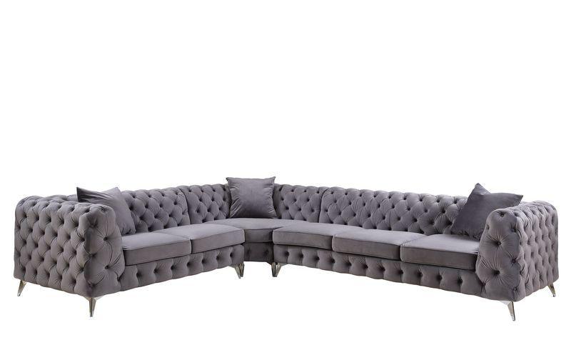 ACME - Wugtyx - Sectional Sofa - Dark Grayvelvet - 29" - 5th Avenue Furniture