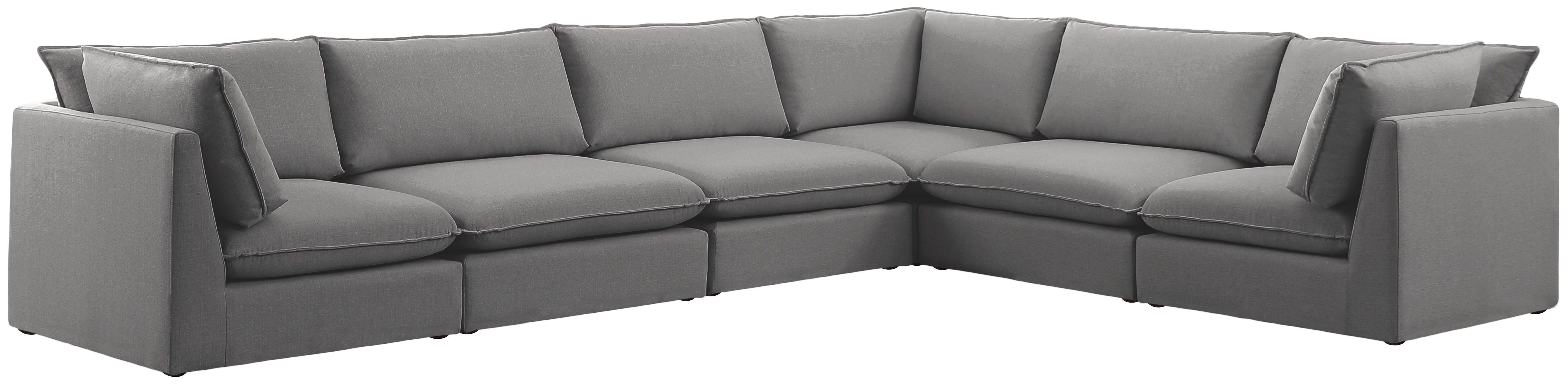 Meridian Furniture - Mackenzie - Modular Sectional 6 Piece - Gray - Fabric - 5th Avenue Furniture