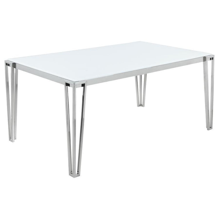 CoasterElevations - Pauline - Rectangular Dining Table With Metal Leg - White And Chrome - 5th Avenue Furniture