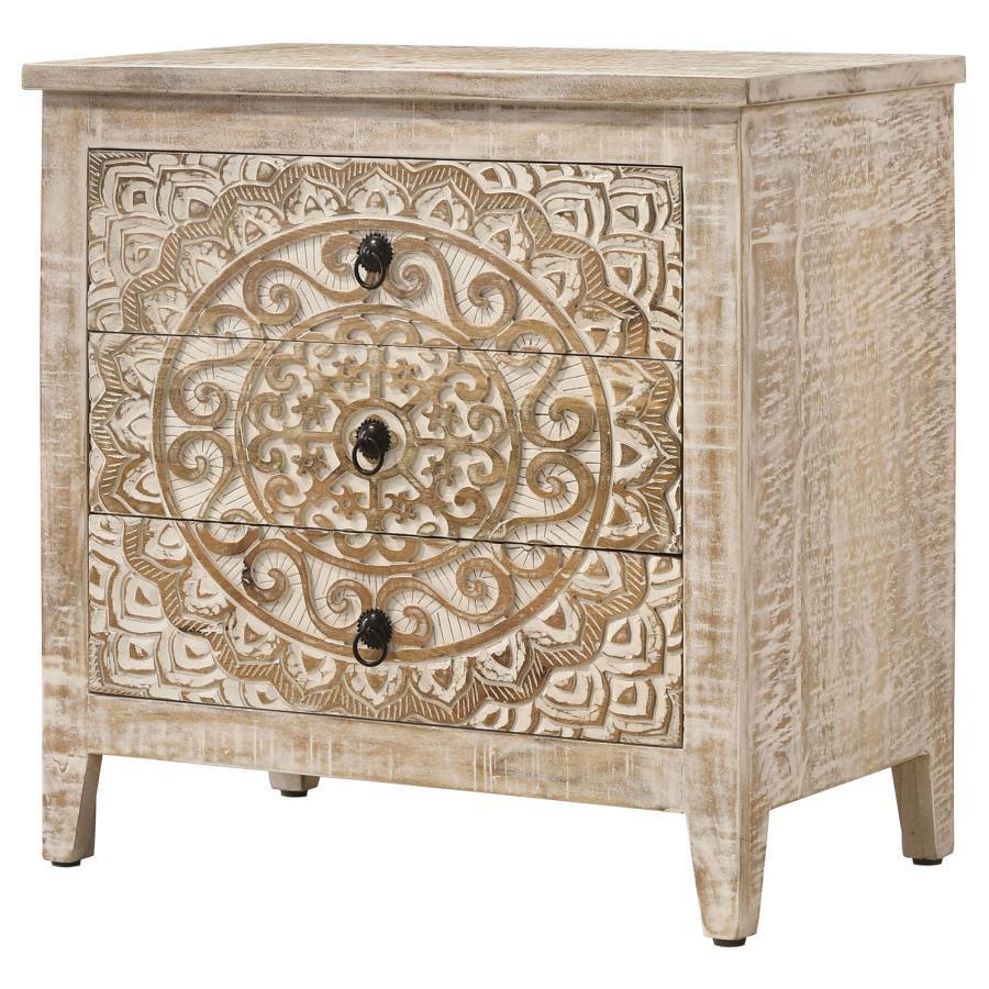 Coaster Fine Furniture - Mariska - 3-Drawer Wooden Accent Cabinet - White Distressed - 5th Avenue Furniture