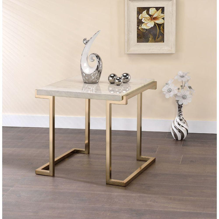 ACME - Boice II - End Table - Faux Marble & Champagne - 5th Avenue Furniture