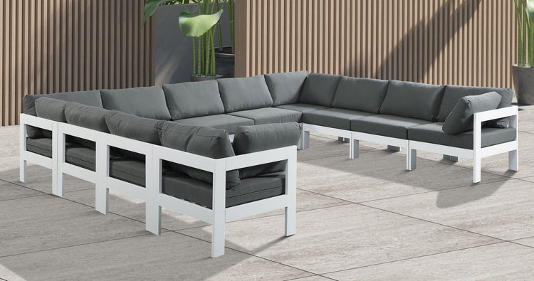 Meridian Furniture - Nizuc - Outdoor Patio Modular Sectional 11 Piece - Grey - Fabric - 5th Avenue Furniture