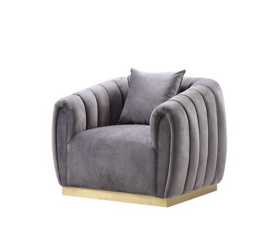 ACME - Elchanon - Chair - Gray Velvet & Gold Finish - 30" - 5th Avenue Furniture