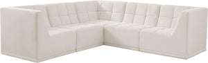 Meridian Furniture - Relax - Modular Sectional 5 Piece - Cream - Modern & Contemporary - 5th Avenue Furniture