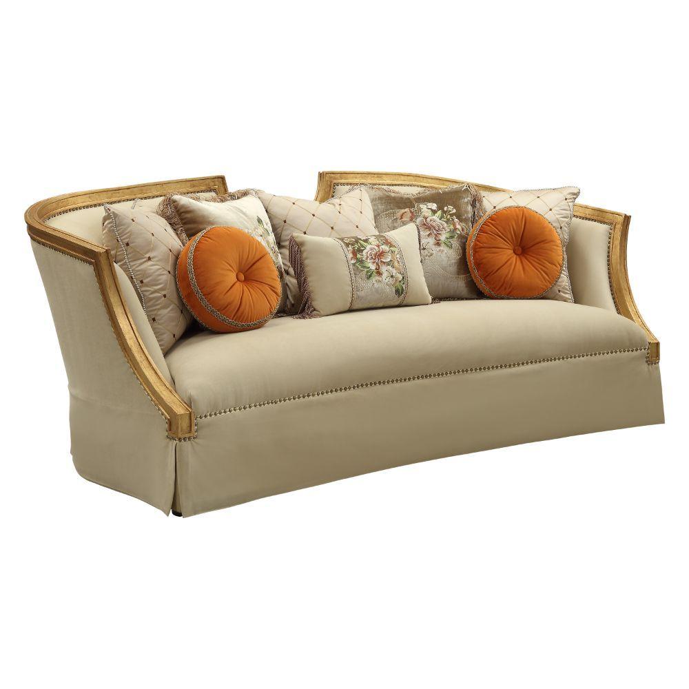 ACME - Daesha - Sofa - Tan Flannel & Antique Gold - 5th Avenue Furniture