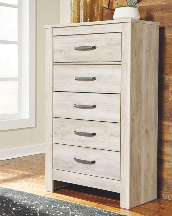 Ashley Furniture - Bellaby - Whitewash - Five Drawer Chest - 5th Avenue Furniture