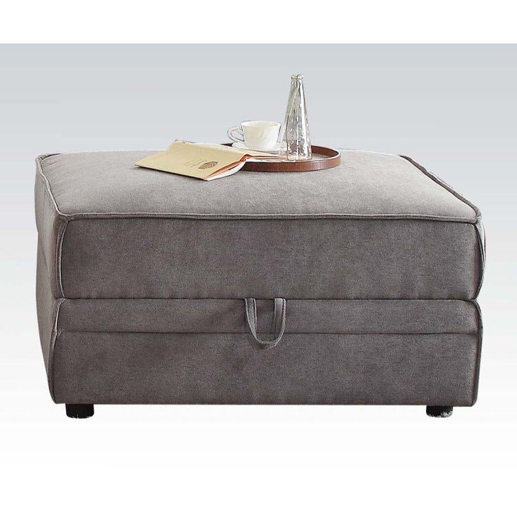 ACME - Bois - Ottoman - Gray Velvet - 5th Avenue Furniture